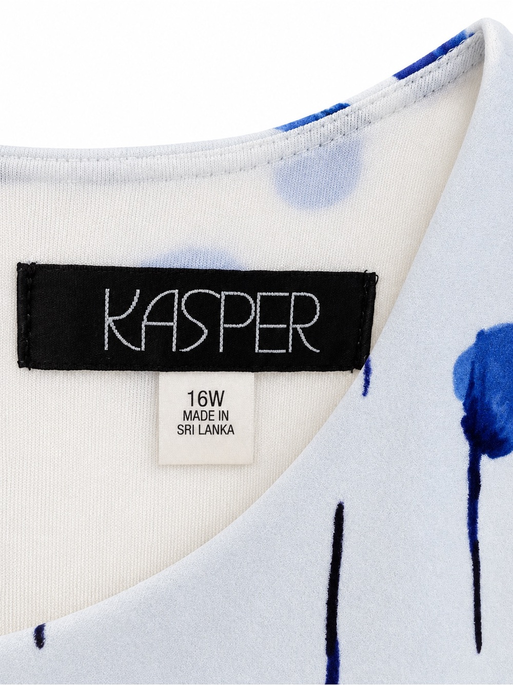 Kasper 16W Blue Watercolor Floral Border Print Sheath Dress - Picture 2 of 5